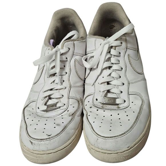 Nike Air Force 1 07 Triple White Lace Up Sneakers Tennis Used Size Men's US 12.5 - Picture 1 of 7